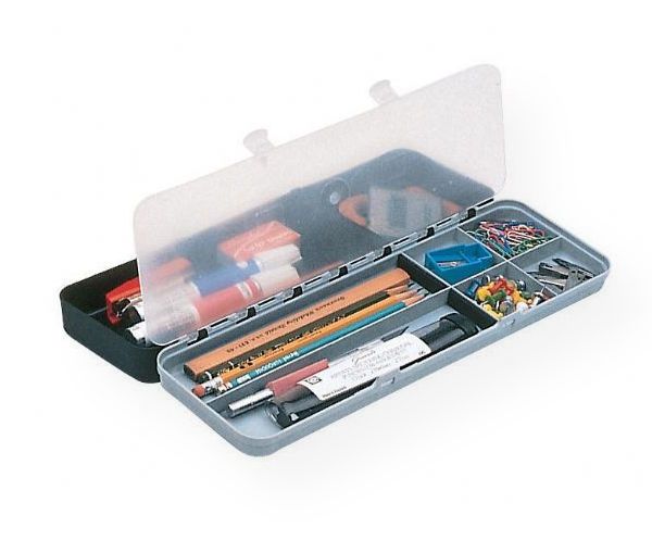 Artbin 6880AB Sketch Pac; Two-sided accessory box safely stores pencils, pens, charcoals, erasers, and ink brushes; Pencil wells feature foam pads to protect pencil and blade tips; Contents stay in place with transparent divider; Overall size: 12.375