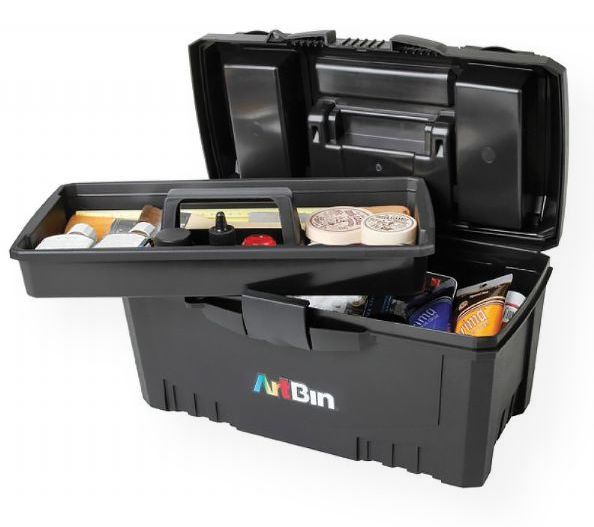 Artbin 6918AB Twin Top; Artbin professional quality construction; Comfortable handle and lockable for extra security; Lift-out tray and two additional compartments in the lid keep supplies organized; Large main compartment for bulkier items; Color: Black; Overall size: 17