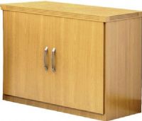 Mayline ASC-MPL Aberdeen Series Storage Cabinet, 79.37 Lbs Capacity - Shelf, 34.56" W x 16.69" D x 24.75" H Inside Dimensions, Curved metal pulls with brushed nickel finish, Self-closing hinged doors for added convenience, Durable laminate body resists scratch and stains, PVC edge banding for bump and dent protection, Cable grommets for simple cord management, UPC 760771116446, Maple Finish (ASC ASC-MPL ASC MPL ASCMPL) 
