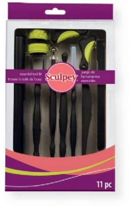 Sculpey ASESSKIT Essential Tool Kit; A collection of 11 tools made specifically for working with oven bake clay; Set includes 8