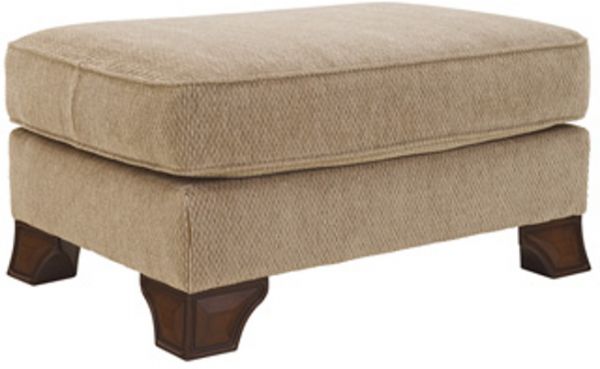 Ashley 4490014 Lanett Series Ottoman, Barley Color, Classic styling, Made of polyester with tight backs, Pillows are also made of polyester and rayon, Exposed legs, Seat cushions, Dimensions 34.00