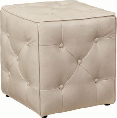 Ashley 4740113 Jive Series Accent Ottoman, Taupe Color; Comfort and versatility; Dice-shaped; Tufted with five buttons on five sides; Upholstered in cotton, polyester and polyurethane over a durable frame; Dimensions 17.75