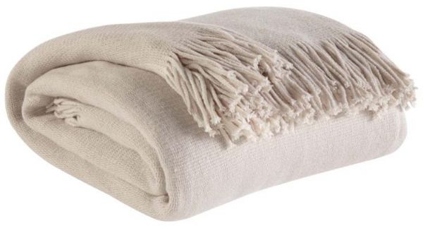Ashley A1000042 Haiden Series Decorative Throw, Ivory/Taupe Color, Pack of 3, Stripe in Ivory and Taupe, Acrylic, Dry Clean Only, Dimensions 50.00