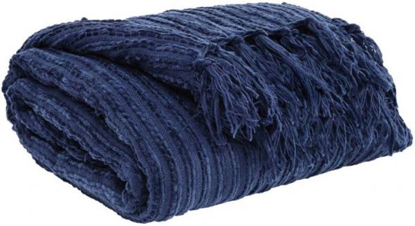 Ashley A1000083T Noland Series Decorative Throw, Navy Color, 1 Unit, Acrylic Material, Dry Clean Only, Dimensions 50.00