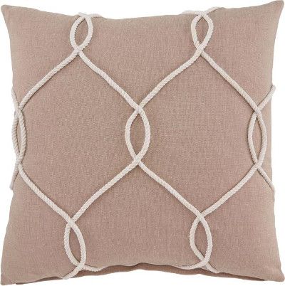  Ashley A1000669P Lessel Series Pillow Covers, 1 Unit, Rope Design in Natural and White, Cotton Cover, Zipper Closure, Feather Insert Sold Separately, Machine Washable, Dimensions 20.00