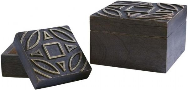  Ashley A2000184B Marquise Series Set of 2 Boxes, Rubbed Black Finished Wood, 1 Set Only, Shipping Dimensions 6.75'' x 5.25'' x 6.75'', Weight 3 lbs, UPC 024052328769 (ASHLEY A2000 184B ASHLEY A2000184B ASHLEYA2000 184B ASHLEY-A2000-184B ASHLEY-A2000184B ASHLEYA2000-184B A2000-184B ASHLEYA2000184B)