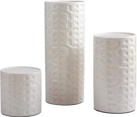  Ashley A2000189C Kael Series Set of 3 Candle Holders, Cream Glazed Ceramic, 1 Set Only, Candles Not Included, Weight 4.5 lbs, UPC 024052328875 (ASHLEY A2000 189C ASHLEY A2000189C ASHLEYA2000 189C ASHLEY-A2000-189C ASHLEY-A2000189C ASHLEYA2000-189C A2000-189C ASHLEYA2000189C)