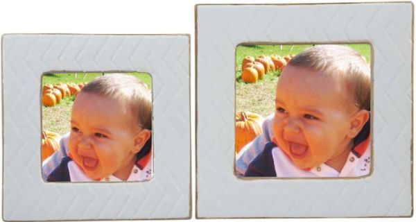  Ashley A2000193 Kaelem Series Set of 2 Photo Frames, Antique White Glazed Ceramic, Pack of 2 Sets, For use with 4