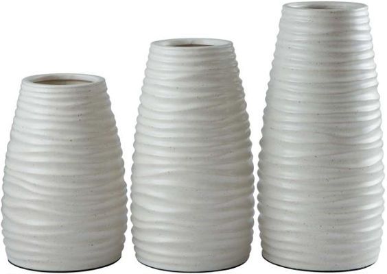  Ashley A2000194V Kaemon Series Set of 3 Vases, Matte White Glazed Ceramic, 1 Set Only, Weight 7 lbs, UPC 024052329063 (ASHLEY A2000 194V ASHLEY A2000194V ASHLEYA2000 194V ASHLEY-A2000-194V ASHLEY-A2000194V ASHLEYA2000-194V A2000-194V ASHLEYA2000194V)