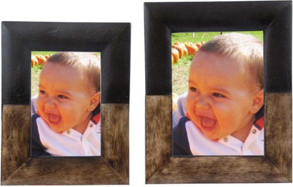  Ashley A2000198F Michi Series Set of 2 Photo Frames, Bronze Finished Metal and Distressed Brown Finished Wood, 1 Set Only, For use with 4