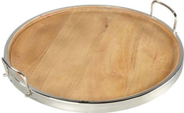 Ashley A2000225 Octavian Series Set of 2 Trays, Price per Unit, Can only be purchased in Sets of 2, Wood and Chrome Finished Metal, 1 Set Only, Dimensions 18.15