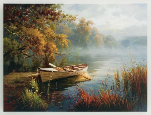 Ashley A8000050 Astro Series Wall Art; Waterscape Design in Blue, Green, Red and Gold; Gallery Wrapped Canvas Wall Art; Giclee Reproduction; Sawtooth for Hanging; Dimensions 48.00
