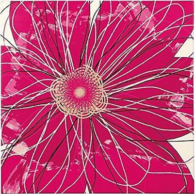  Ashley A8000172 Berdina Series Wall Art; Flower Design in Pink, Black, Gray and White; Gallery Wrapped Canvas Wall Art; Giclee Reproduction; Sawtooth for Hanging; Dimensions 24.75