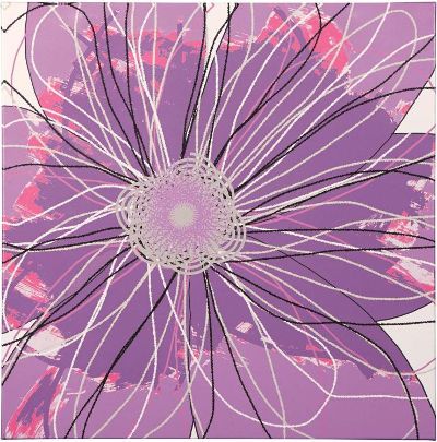  Ashley A8000173 Berdina Series Wall Art; Flower Design in Lavender, Black, Gray and White; Gallery Wrapped Canvas Wall Art; Giclee Reproduction; Sawtooth for Hanging; Dimensions 25.00