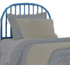 Ashley B045-153 Boniton Series Twin Metal Headboard, Replicated blue paint with white trim and accents, Headboard legs have four height options for optimal relationship to bedding height, Headboard is made with tubular metal with a powder coat finish, Designed to bolt to a standard metal bed frame, Dimensions 38.00