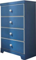 Ashley B045-44 Bronilly Series Four Drawer Chest, Blue, Replicated blue paint with white trim and accents, Dimensions 29.49"W x 15.35"D x46.38"H, Weight 98 lbs, UPC 024052440406 (ASHLEY B045 44 ASHLEY B04544 ASHLEYB045 44 ASHLEY-B045-44 ASHLEY-B04544 ASHLEYB045-44 B04544 B045 44)  