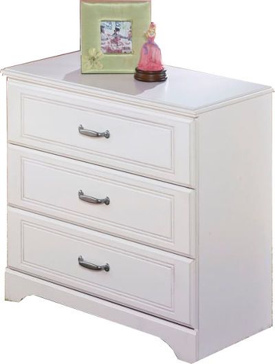 Ashley B102-19 Lulu Series Loft Drawer Storage, Replicated white paint, Grooved panels and embossed bead framing drawers, Side roller glides for smooth operating drawers, Dimensions 30.71