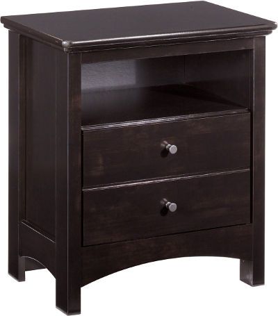  Ashley B208-92 Harmony Series One Drawer Night Stand, Dark brown finish with replicated subtle golden brown brushing, Side roller glides for smooth operating drawers, Dimensions 24.17
