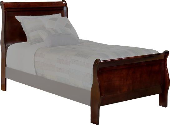  Ashley B376-53 Alisdair Series Twin Sleigh Headboard and Footboard, Made with select veneers and hardwood solids, Warm dark brown finish, Dimensions 41.25