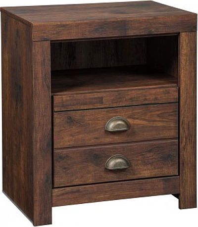  Ashley B407-91 Hammerstead Series Two Drawer Night Stand, Vibrant cognac finish over replicated Cherry grain with authentic touch, Side roller glides for smooth operating drawers, Slim profile dual USB charger located on the back of the night stand tops, Dimensions 21.69