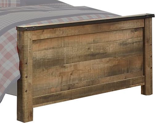  Ashley B446-84 Trinell Series Full Panel Footboard, Warm rustic plank finish over replicated Oak grain and authentic touch, Footboard panel is captured with a nail trimmed corner piece, Dimensions 57.60