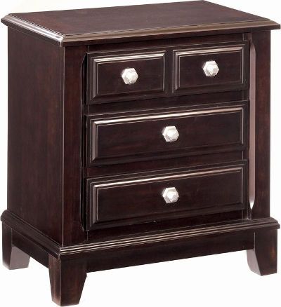  Ashley B520-93 Ridgley Series Three Drawer Night Stand, Made with select veneer and hardwood solids, Dark brown finish, Dimensions 28.38