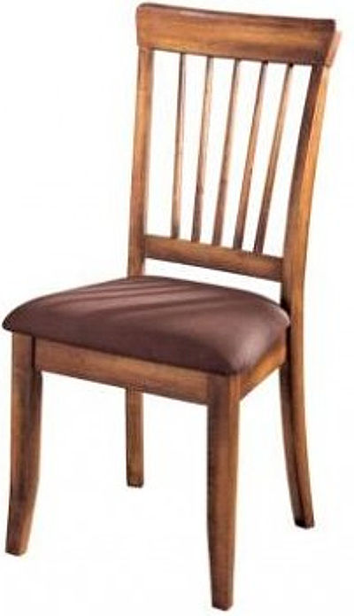  Ashley D199-01 Berringer Series Dining Upholstered Side Chair, Price per Unit, Can only be purchased in Sets of 2, Made with select veneers and hardwood solids, Rustic hand applied finish, Side chair feature microfiber upholstery, Dimensions 19.00