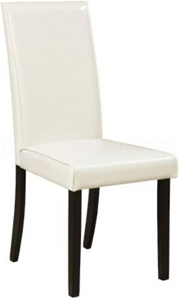  Ashley D250-01 Kimonte Series Dining Upholstered Side Chair, Price per Unit, Can only be purchased in Sets of 2, Ivory Upholstery, Made with select veneers and hardwood solids, Channel back upholstery detail, Clean upholstered back design, Black wood finish, Dimensions 17.75