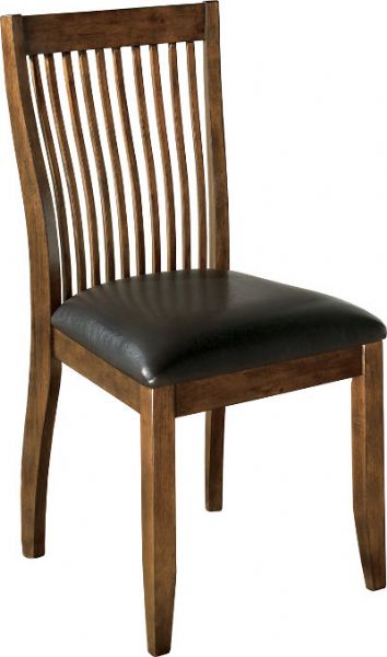  Ashley D293-01 Stuman Series Dining Upholstered Side Chair, Price per Unit, Can only be purchased in Sets of 2, Asian hardwoods and veneers, Medium brown casual finish, Bent comb back chair design for better comfort, Polyurethane upholstered chair seat, Glued and screwed corner block construction, Dimensions 18.00