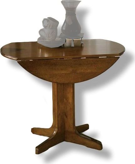  Ashley D293-15 Stuman Series Round Drop Leaf Table, Asian hardwoods and veneers, Medium brown casual finish, Glued and screwed corner block construction, Dimensions 40.00