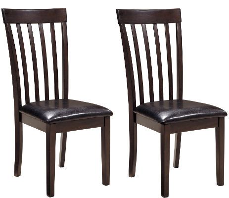  Ashley D310-01 Hammis Series Upholstered Side Chairs, Price per Unit, Can only be purchased in Sets of 2, Made with select birch veneer and hardwood solids in a transitional dark brown finish with gray undertones, Dimensions 17.75