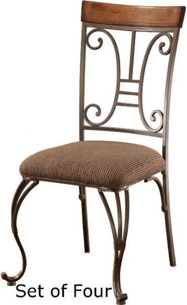 Ashley D313-01 Plentywood Series Dining Upholstered Side Chair, Price per Unit, Can only be purchased in Sets of 4, Welded steel frames, Tops are constructed with birch veneer over MDF, Medium brown wood finish with burnished edges, Dark bronze color powder coat finish on all metal parts, UPC 024052178890 (ASHLEY D313 01 ASHLEY D31301 ASHLEYD313 01 ASHLEY-D313-01 ASHLEY-D31301 ASHLEYD313-01 D31301 D313 01)