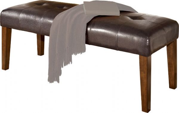  Ashley D328-00 Lacey Series Large Upholstered Dining Room Bench, Upholstered in a brown PVC feature stylish stitching and a button tufting to further enhance the contemporary design, Dimensions 46.63