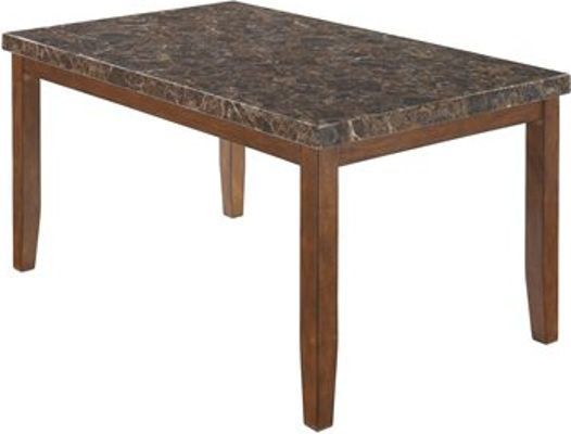  Ashley D328-25 Lacey Series Rectangular Dining Room Table, Thick profiled faux marble table top is finished with a clear polyurethane finish topcoat, Table base is constructed with select veneers and hardwood solids, Dark brown finish on table base, Dimensions 38.00