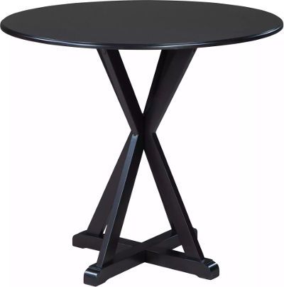  Ashley D381-13 Berlmine Series Round DRM Counter Table, Made with select Okoume veneer and hardwood solids and finished in a transitional dark brown finish with gray undertones, X-motif base, Dimensions 40.00