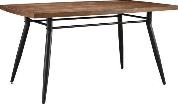  Ashley D421-325 Jorwyn Series Rectangular Dining Room Table, Features oak veneers with wirebrushed texture and dry wheat color finish that highlights the wood grain, Table base is constructed of bronze powder coated tube stock with taper design, Dimensions 36.00
