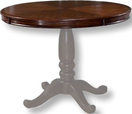  Ashley D436-15T Leahlyn Series Round Dining Room Table Top, Birch veneers and Prima Vera veneer border, Rich brown cherry color finish, Solid wood pedestal base with four traditional style legs, Dimensions 42.00