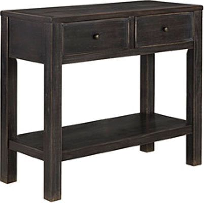  Ashley D532-60 Gavelston Series Dining Room Server, Black Color, Made with select poplar veneer and solids in a dry vintage weathered black finish, Framed drawers and aprons, Small wrought looking dark bronze color accent hardware, Dimensions 44.25