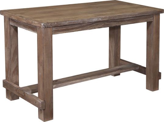 Ashley D542-13 Pinnadel Series Rectangular Dining Room Counter Table, Table made with select pine veneers and solids in vintage wire brushed gray brown color, Dimensions 30.00
