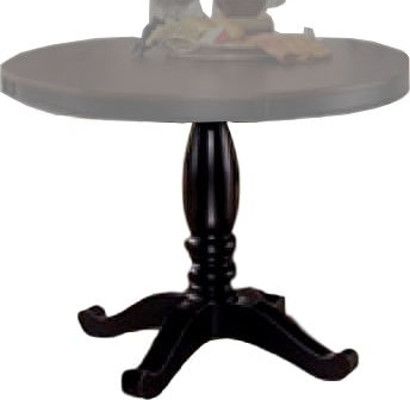 Ashley D580-15B Owingsville Series Round Dining Room Table Base, Made with select veneers and hardwood solids in a two-tone finish, Table top is finished in a burnished brown color, Table base is finished in cottage black paint, Dimensions 22.50
