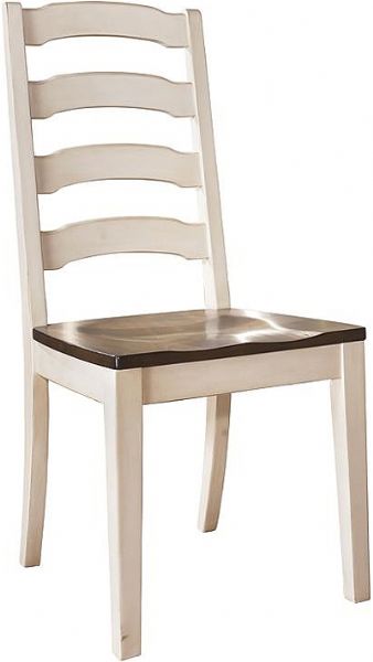 Ashley D583-01 Whitesburg Series Dining Room Side Chair, Brown/Cottage White Color, Price is per unit, Sold in sets of 2; Made with select veneers and hardwood solids in a two-tone finish; The chair frame is finished in cottage white paint; Also the chair has a delicately arched ladder back design; Dimensions 18.25