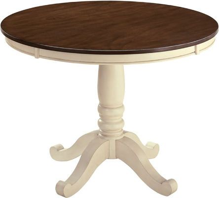 Ashley D583-15B Whitesburg Series Round Dining Room Table Base, Made with select veneers and hardwood solids, Base is finished in cottage white paint, Dimensions 31.00