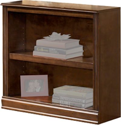  Ashley H527-15 Hamlyn Series Small Bookcase, Made with select hardwoods and cherry veneer with Prima Vera inlay veneer, Rich medium brown finish, Features adjustable shelves, Dimensions 34.25