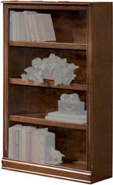  Ashley H527-16 Hamlyn Series Medium Bookcase, Made with select hardwoods and cherry veneer with Prima Vera inlay veneer, Rich medium brown finish, Features adjustable shelves, Dimensions 34.13