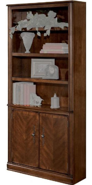  Ashley H527-18 Hamlyn Series Large Door Bookcase, Made with select hardwoods and cherry veneer with Prima Vera inlay veneer, Rich medium brown finish, Features adjustable shelves, Antique bronze color metal hardware, Dimensions 34.13