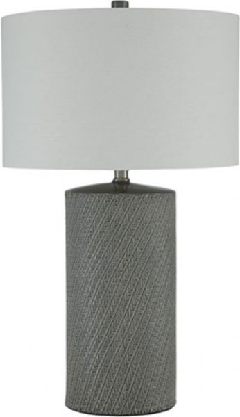 Ashley L100344 Shelleny Series Ceramic Table Lamp, Gray/Green Glazed Ceramic Table Lamp, Drum Shade, 3-Way Switch, Supports Type A Bulb, 150 Watts Max or 25 Watts Max CFL, Dimensions 17.00