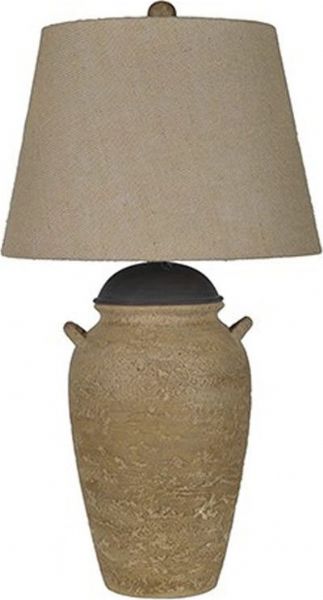 Ashley L100504 Dargiana Series Ceramic Table Lamp, Beige Finished Ceramic and Bronze Finished Metal Table Lamp, Hardback Shade, 3-Way Switch, Supports Type A Bulb, 150 Watts Max or 25 Watts Max CFL, Dimensions 17.00