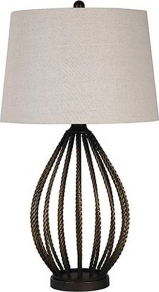 Ashley L207034 Darrius Series Metal Table Lamp, Bronze Finished Metal Table Lamp, Hardback Shade, 3-Way Switch, Supports Type A Bulb, 150 Watts Max or 25 Watts Max CFL, Dimensions 17.50