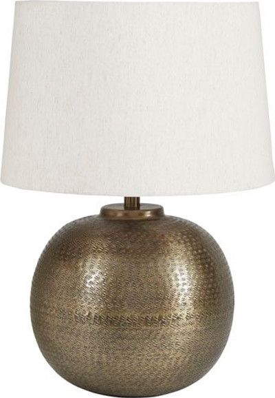 Ashley L207054 Darva Series Metal Table Lamp, Antique Brass Finished Metal Table Lamp, Modified Drum Shade, 3-Way Switch, Supports Type A Bulb, 150 Watts max or 25 Watts Max CFL, Dimensions 16.50