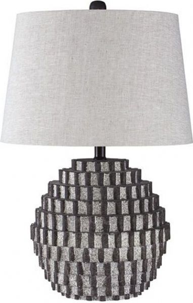 Ashley L235494 Amarine Series Poly Table Lamp, Antique Black Finished Table Lamp, Hardback Shade, 3-Way Switch, Supports Type A Bulb, 150 Watts Max or 25 Watts Max CFL, Dimensions 17.50
